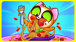 🍔🍝 Pasta Challenge 🍔 Breakfast Time 🍰 Funny Stories for Kids by Purr Purr