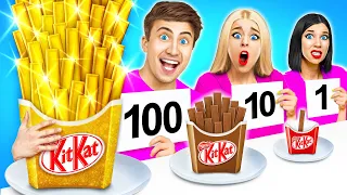 100 Nahrung Schichten | Reich vs Arm Food-Challenge von Multi DO Food Challenge