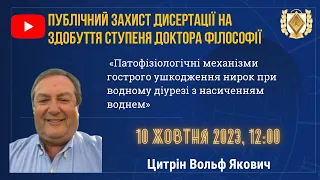 БДМУ | Публічний захист дисертації на здобуття ступеня доктора філософії Цитрін Вольф