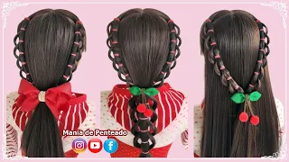Penteado Fácil com Trança em Elásticos | Easy Hairstyles with Elastics and Braids for Girls 😍💖