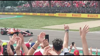 GP Imola 2024 F1 Vertappen Norris Leclerc dalle tribune ultimi giri
