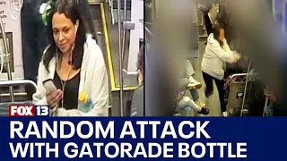 Woman randomly attacks stranger with Gatorade bottle | FOX 13 Seattle