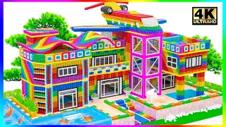 ASMR Video | How To Make Rainbow Glass Elevator In BIG Airplane Mansion From Magnetic Balls