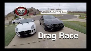 DRAG RACE: Jaguar F-Type R vs AMG GT 63 S Four door