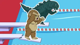 King kong vs son of godzilla legendary final at water park – Animation Chibi Style