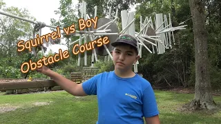 Squirrel vs 11 Year Old Boy - Matching Wits....Who Will Win???  Squirrel Obstacle Course!