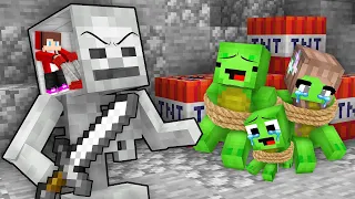 JJ Control Skeleton MIND to KIDNAP Mikey Family in Minecraft (Maizen)