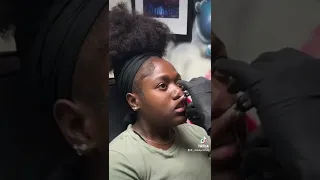 Vickey Cathey gets a face piercing😱 #shorts ￼