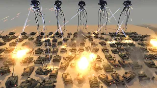 5 Giant Tripods VS Every Army on Earth!? - Call to Arms: War of the Worlds Mod Battle Simulator