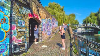 London 30°C Heatwave Walk 🥵 Camden Town along Regent’s Canal to King’s Cross 🇬🇧 4K Binaural