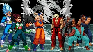 [KOF Mugen] Memorial DBS vs SF | Goku & Vegeta Team vs Ken & Ryu Team [ 4vs4 ]