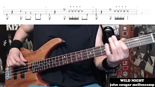 Wild Night by John Cougar Mellencamp - Bass Cover with Tabs Play-Along