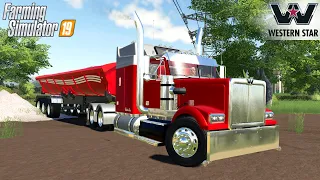 Farming Simulator 19 - WESTERN STAR HERITAGE Unloads Crushed Stone For Railway Construction