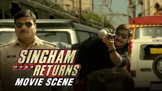 Ajay Devgn Saves Anupam Kher | Singham Returns Movie Scene