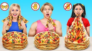 ¡SIN MANOS VS. UNA VS. DOS! ¡Situaciones divertidas! 100 capas de comida por 123 GO! CHALLENGE