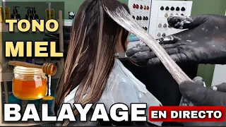 Balayage TONO MIEL en cabello OSCURO tutorial EN DIRECTO