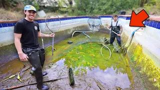 Stealing fish from ABANDONED backyard POOL…