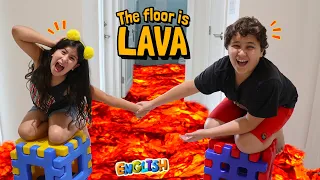 The Floor is Lava Challenge - Dad saves Maria Clara and JP from Lava!