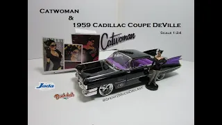 Catwoman & 1959 Cadillac Coupe DeVille - DC Comics Bombshells Diecast By Jada (Metals Diecast) 1:24