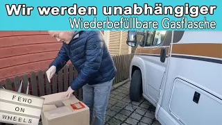 Eine Gastankflasche für unser Wohnmobil zum LPG tanken