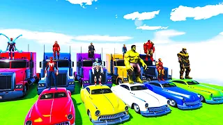 Cars Bicycles and SUVs GTA V MODS Double Challenge Spiderman and Heroes Base Jumping