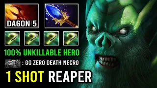 1 SHOT REAPER Solo Mid Necrophos Level 5 Dagon Max HP Regen 100% Unkillable Hero Dota 2