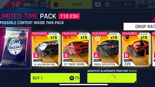 Asphalt 9: ITALIAN REVOLUTION 1 Pack opening Spending 22k tokens