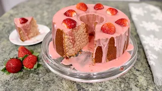 How to Make FRESH STRAWBERRY POUND CAKE & 🍓Strawberry Glaze | Valentine’s Day desert