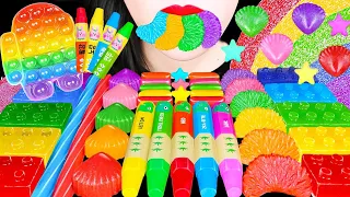 ASMR RAINBOW DESSERTS 레인보우 디저트 KOHAKUTO PUSH POP EDIBLE CRAYONS LEGO 무지개 크레파스 팝잇 푸쉬팝 MUKBANG 먹방