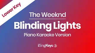 Blinding Lights - The Weeknd - Piano Karaoke Instrumental - Lower Key