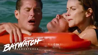 HE'S NOT BREATHING! Mitch & Alex Dive In To Rescue A Swimmer! Baywatch Remastered