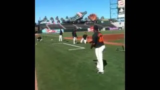 SF Gaints 3B  Pablo Sandoval throws left handed
