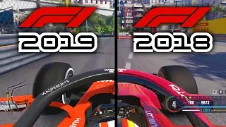 F1 2019 Game v F1 2018 Game: MONACO GP COMPARISON Onboard Ferrari Gameplay!