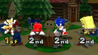 Mario Party 9 Step It Up - Mario vs Tails vs Sonic vs Spongebob (Master CPU)