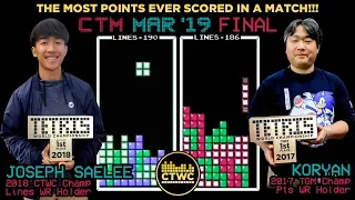 HIGHEST SCORING TETRIS MATCH EVER Joseph v Koryan CTM Final March ‘19