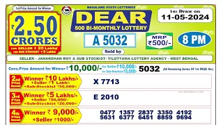 Nagaland state lotteries dear 500 bi monthly lottery 8pm 11.05.2024 | Lottery Live