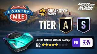 Country Mile (UGR) Tier A to S with 5⭐ Aston Martin Valhalla Concept | Need For Speed: No Limits