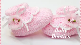 Easy crochet baby shoes, cuffed baby booties VARIOUS SIZES @Crochet For Baby