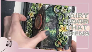 Making a Fairy Door THAT OPENS!!! DIY Fairy door sketchbook cover made from Cosclay and polymer clay