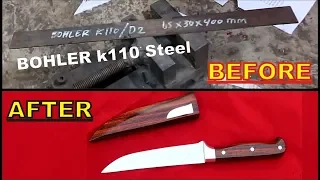 membuat pisau dari awal sampai selesai FULL (HD) Baja Bohler K110 / D2