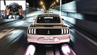 1100HP Ford Mustang Shelby GT500 Swerving Through Traffic | Assetto Corsa | Steering Wheel Gameplay