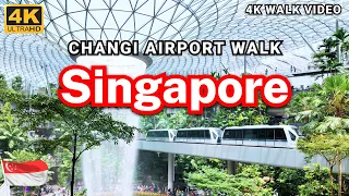 [4KHDR] Changi Airport Walking Tour Singapore | Jewel World's Tallest Indoor Waterfall