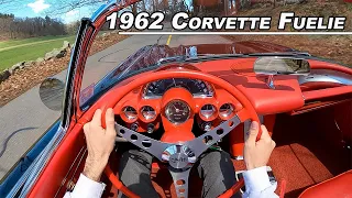 1962 シボレー C1 コルベット フューリーを運転 - 燃料噴射式 327 ホットロッド! (POVバイノーラル音声)