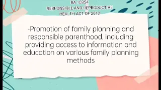 RA 10354 Responsible Parenthood and Reproductive Health Act of 2012