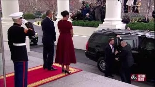 President Obama and First Lady Michelle Obama welcome Donald Trump and Melania Trump at White House