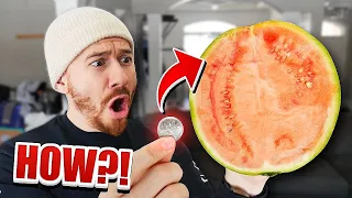 How To Cut A Watermelon IN HALF With a Coin!! *TOP 5 BAR TRICK BETS YOU WILL ALWAYS WIN* IMPOSSIBLE