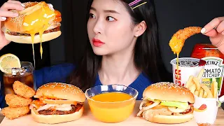 ASMR BURGER KING 2 WHOPPERS & COCONUT SHRIMPS & EXTRA CHEDDAR CHEESE SAUCE MUKBANG EATING SHOW