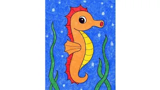 How to coloring sea horse 🐎 step by step coloring for kids, Toddlers, drawing, painting