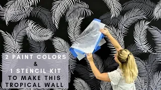 How To Stencil A Palm Fronds Tropical Wall With 2 Paint Colors & 1 Wall Stencil Kit