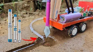 Diy tractor mini borewell drilling machine | submersible water pump